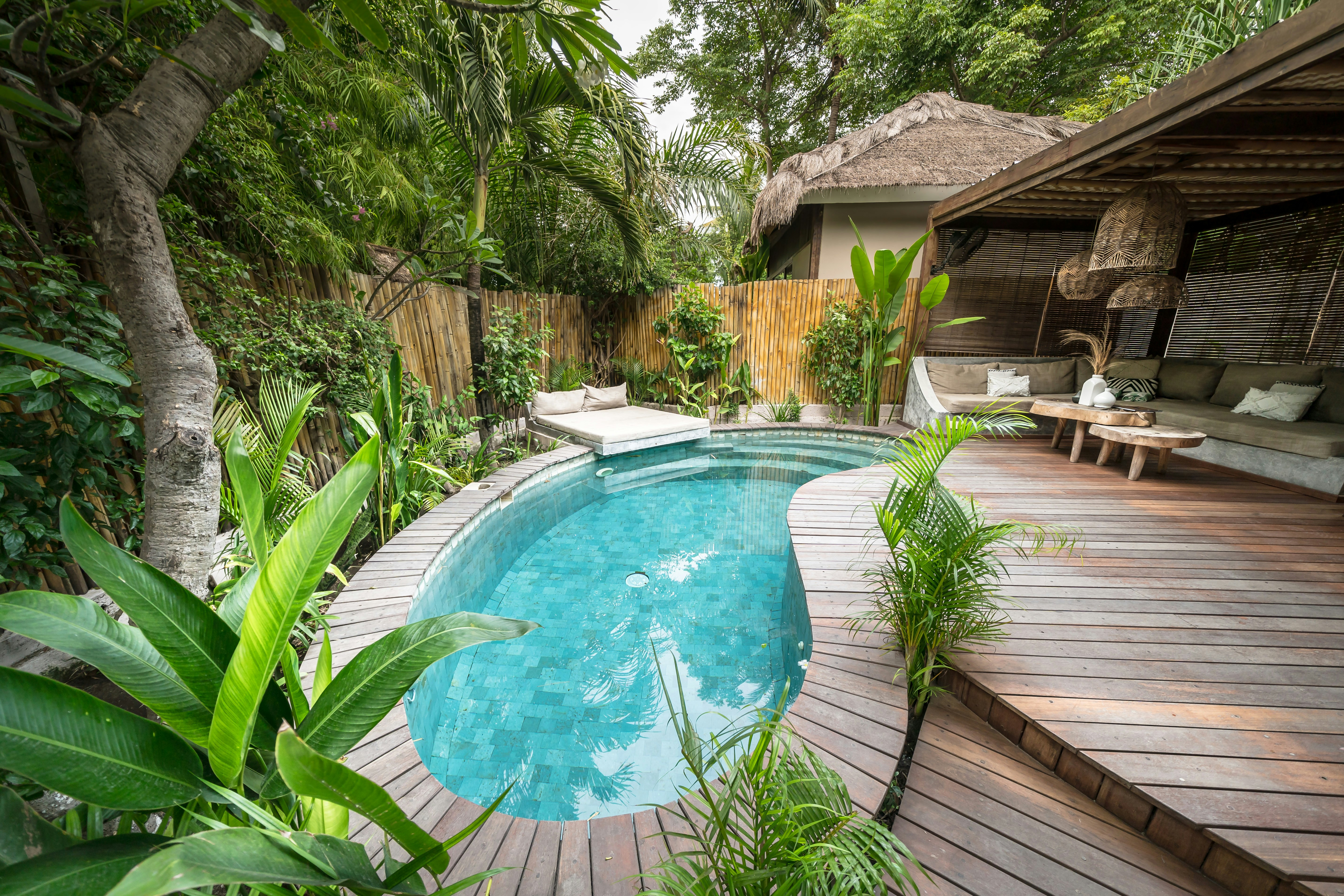 Pool surround hardscape and landscape design